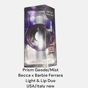 2 Pc Set BECCA X Barbie Ferrera Mist Lip Gloss Lilac Geode Highlighter Nib